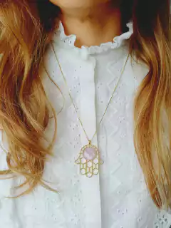 COLAR MÃO DE HAMSÁ COM PEDRA NATURAL AMETISTA - comprar online