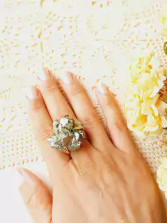 ANEL AJUSTÁVEL PEDRA NATURAL PIRITA - loja online