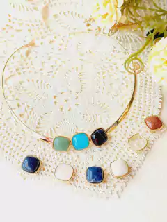 PINGENTE AVULSO QUADRADO EM PEDRA NATURAL PARA CHOKER - comprar online