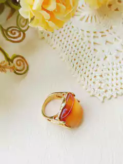 ANEL QUADRADO COM PEDRA NATURAL AGATHA VERMELHA - loja online