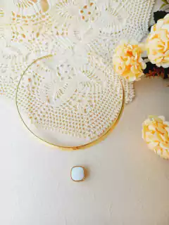 PINGENTE AVULSO QUADRADO EM PEDRA NATURAL PARA CHOKER