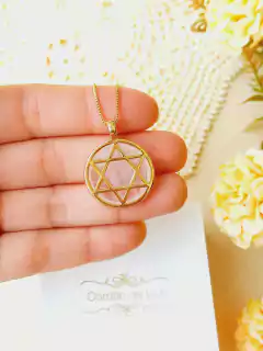 COLAR ESTRELA DE DAVI COM PEDRA NATURAL - Cordão de Luz Joias Finas