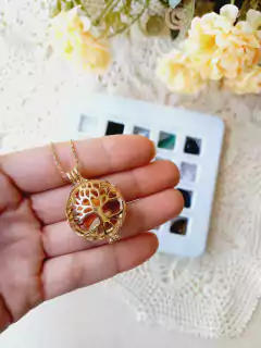 KIT COLAR COM 20 PEDRAS NATURAIS CHAMADOR DE ANJO E DIFUSOR AROMATICO - comprar online