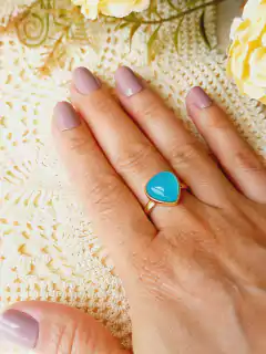 ANEL GOTA AJUSTÁVEL PEDRA AGATHA AZUL CEU