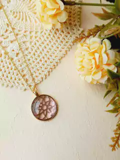 COLAR MANDALA FLOR DA VIDA COM PEDRA NATURAL - loja online