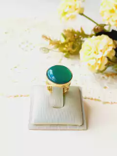 ANEL VOLUMOSO REDONDO COM PEDRA NATURAL AGATHA VERDE na internet