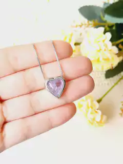 COLAR CORAÇÃO COM A PEDRA NATURAL AMETISTA na internet