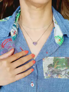 COLAR CORAÇÃO COM A PEDRA NATURAL AMETISTA - comprar online
