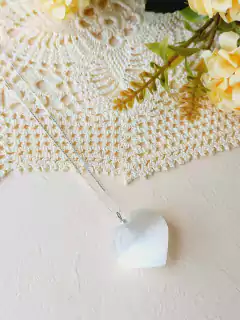 COLAR EM PRATA 925 COM PEDRA NATURAL SELENITA - Cordão de Luz Joias Finas