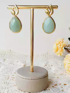 BRINCO OVAL PEDRA NATURAL QUARTZO VERDE - Cordão de Luz Joias Finas