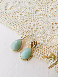 BRINCO OVAL PEDRA NATURAL QUARTZO VERDE na internet