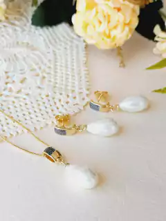 CONJUNTO PEDRA NATURAL PÉROLA SHELL GOTA APLICAÇÕES DE RÓDIO NEGRO na internet