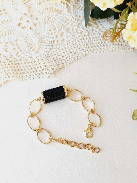 PULSEIRA COM PEDRA NATURAL TURMALINA NEGRA - comprar online