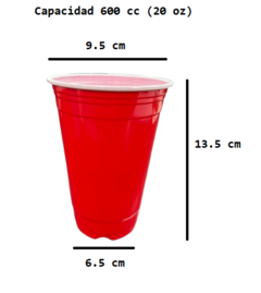 Vaso Americano 600 cc ROJO (1200 un) - Cemave Descartables SRL