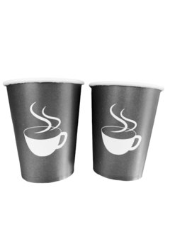 Vaso Polipapel 12 oz Negro Taza Blanca (600 un) - comprar online