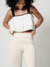 Legging de pezinho branca clara fusô cós alto 
