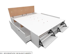 Cama Box Sommier 2 Plazas 1.40 x 1.90 con ZAPATERO Blanco - Amuebla