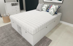 Cama Box Sommier 2 Plazas 1.40 x 1.90 con ZAPATERO Blanco en internet