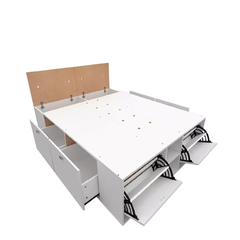 Cama Box Sommier 2 Plazas 1.40 x 1.90 con ZAPATERO Blanco - comprar online