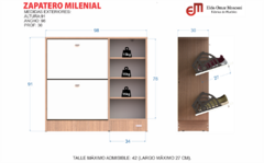Imagen de Zapatero Milenial 2 Cajones 1 Puerta Blanco