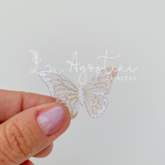 Borboleta holográfica rosa bebê- 3 unidades - Lu Agostini criaçoes