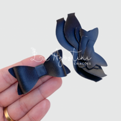 Par laço gravatinha preto- 5,5cm- 6 recortes, 2 laços