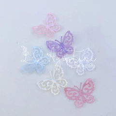 Borboleta dupla vazada escalope marfim- 3,5x3cm- 10 recortes- 5 borboletas dupla - comprar online