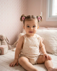 Imagem do Kit rosinha dotty rosa baby- 2,5cm- 2 rosas e 4 folhas