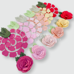 Rosa espiral pontinhas montável rosa claro-3cm- 4 recortes- 2 rosas com folha - comprar online