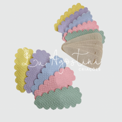 Kit capinhas escalope candy- 10 recortes- 5 capinhas, 5 bases- 1 de cada cor