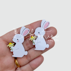 Aplique coelho e margarida-4,5cm- 1 unidade
