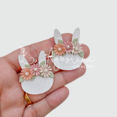 Aplique coelho floral entardecer sintético-3cm- 1 unidade