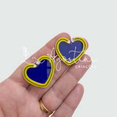 Aplique coração lápis azul marinho-3cm- 1 unidade