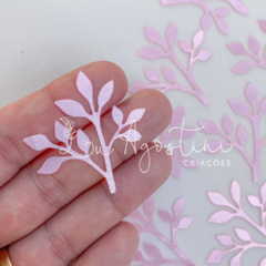 Galho folhinhas cetim rosa bebê- 4cm- 10 unidades