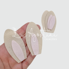 Orelhas de coelho baby bege feltro- 8 recortes- 2 pares