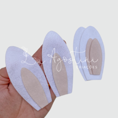 Orelhas de coelho infantil branca feltro- 8 recortes- 2 pares