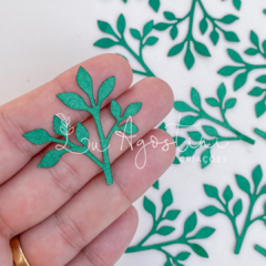 Galho folhinhas cetim verde natalino- 4cm- 10 unidades