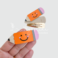 Capinha montável lápis laranja- 3 itens- 1 presilha