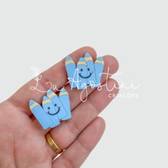 Aplique lápis de cor azul claro- 2,8cm- 1 unidade - comprar online