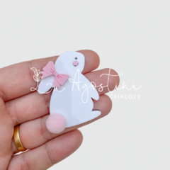 Aplique coelhinha rosa pompom- 4,5cm- 1 unidade