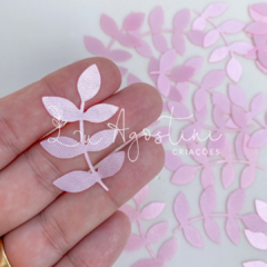 Folhinha cetim rosa bebê- 4cm- 10 unidades