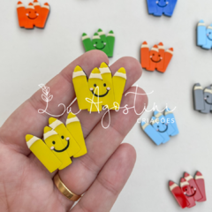 Aplique lápis de cor amarelo- 2,8cm- 1 unidade