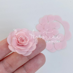 Rosinha montável tecido fino rose suave- 3cm- 25 recortes,5 rosas
