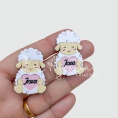 Aplique cordeirinho love Jesus-3,5cm- 1 unidade