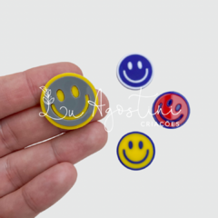 Aplique botom smile cinza e amarelo-2,5cm- 2 unidades - comprar online
