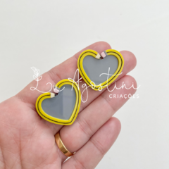 Aplique coração lápis cinza-3cm- 1 unidade