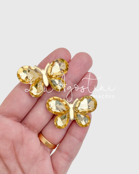 Aplique borboleta Shine dourada- 3,5x 2,5cm 1 unidade