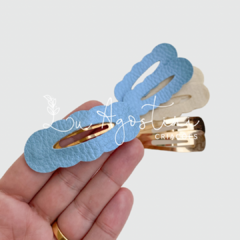 Kit montável tic tac oval escalope azul claro- 6 itens- 1 par