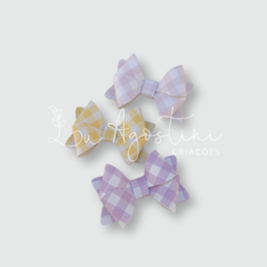 Lacinho montável xadrez rosa suave sintético- 3 recortes- 1 laço - comprar online