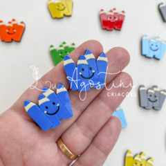 Aplique lápis de cor azul royal- 2,8cm- 1 unidade
